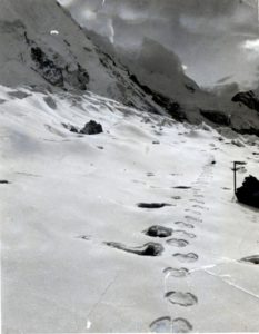 'Yeti' voetspoor, gefotografeerd in 1951. 